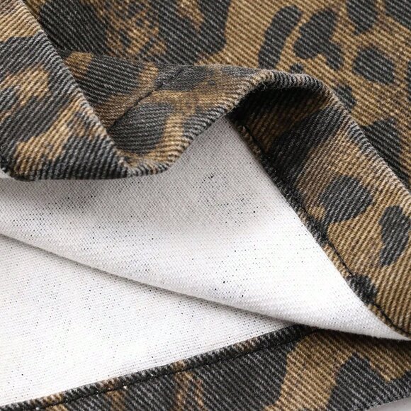 Brown Casual Women's Leopard Print Loose Denim Shorts - Picture 7 of 7